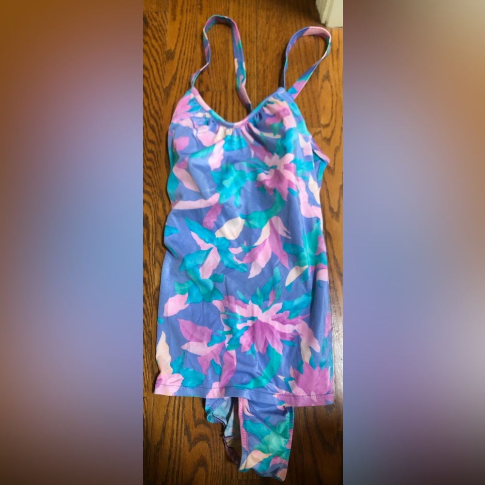 Swim Bathing Suit Colorful Blue & Pink Size 40. VintAge